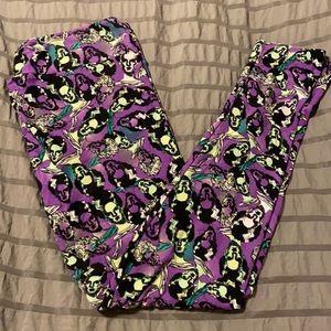 Lularoe Halloween TC Leggings worn once bride of Frankenstein purple and green